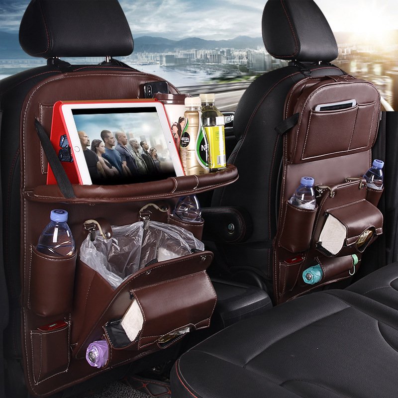 PU Leather Car Storage Bag Multifunction Seat Back Tray Hanging Bag Waterproof Car Organizer Automotive Interior Accessories 1 PU Leather Car Storage Bag Multifunction Seat Back Tray Hanging Bag Waterproof Car Organizer Automotive Interior Accessories