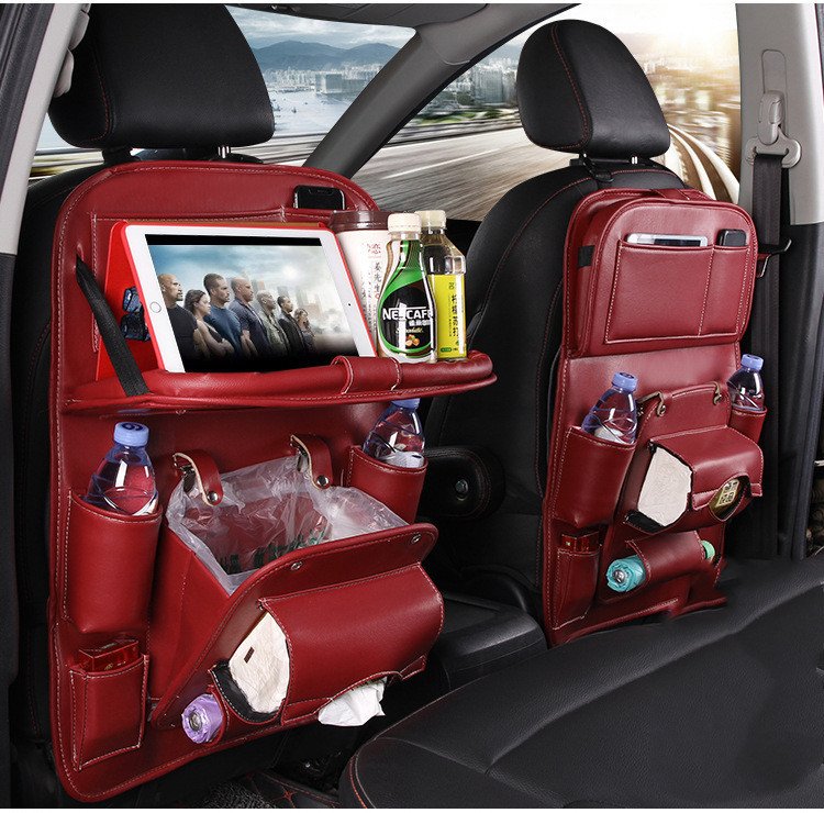 PU Leather Car Storage Bag Multifunction Seat Back Tray Hanging Bag Waterproof Car Organizer Automotive Interior Accessories 8 PU Leather Car Storage Bag Multifunction Seat Back Tray Hanging Bag Waterproof Car Organizer Automotive Interior Accessories - Image 8