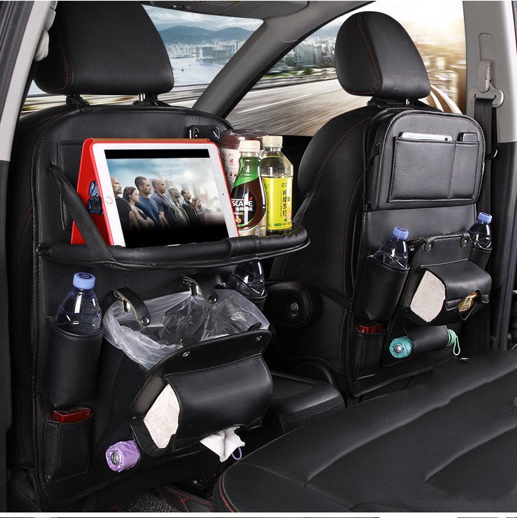 PU Leather Car Storage Bag Multifunction Seat Back Tray Hanging Bag Waterproof Car Organizer Automotive Interior Accessories 5 PU Leather Car Storage Bag Multifunction Seat Back Tray Hanging Bag Waterproof Car Organizer Automotive Interior Accessories - Image 5