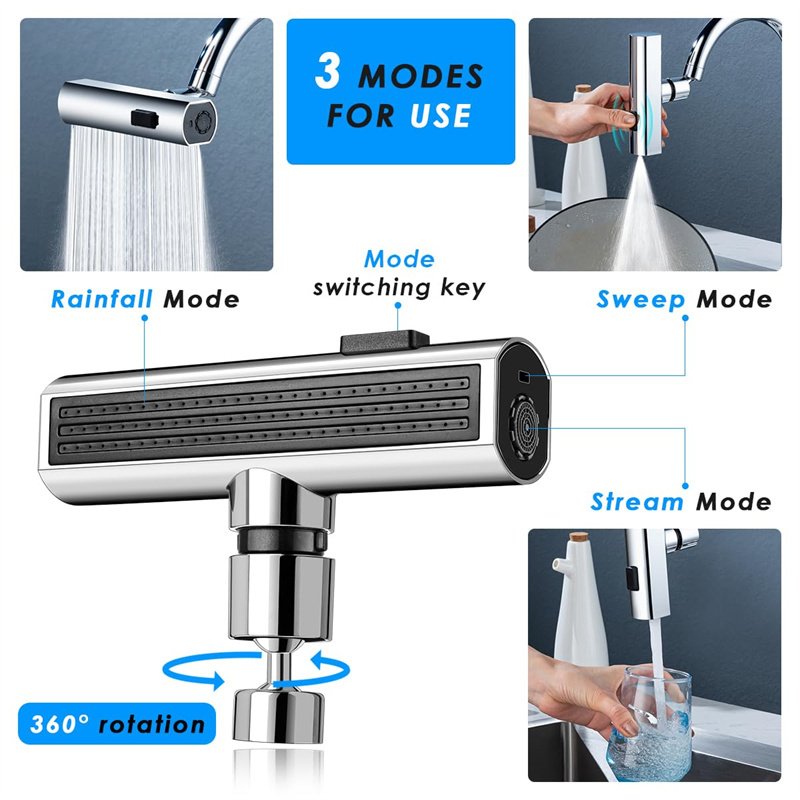 Kitchen Faucet Waterfall Outlet Splash Proof Universal Rotating Bubbler Multifunctional Water Nozzle Extension Kitchen Gadgets 8 Kitchen Faucet Waterfall Outlet Splash Proof Universal Rotating Bubbler Multifunctional Water Nozzle Extension Kitchen Gadgets - Image 8