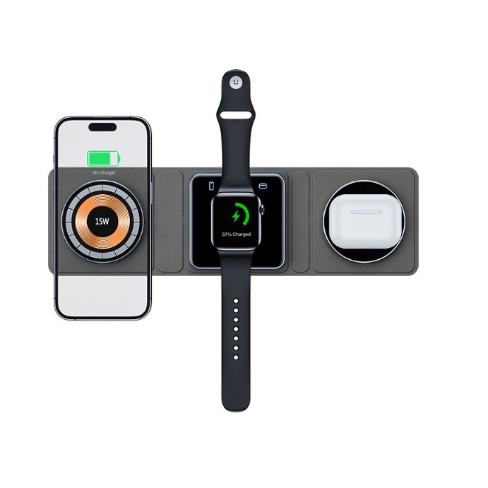 3 IN 1 Magnetic Folding Wireless Charger Station For IPhone Transparent Fast Charging For IWatch And Airpods 5 3 IN 1 Magnetic Folding Wireless Charger Station For IPhone Transparent Fast Charging For IWatch And Airpods - Image 5