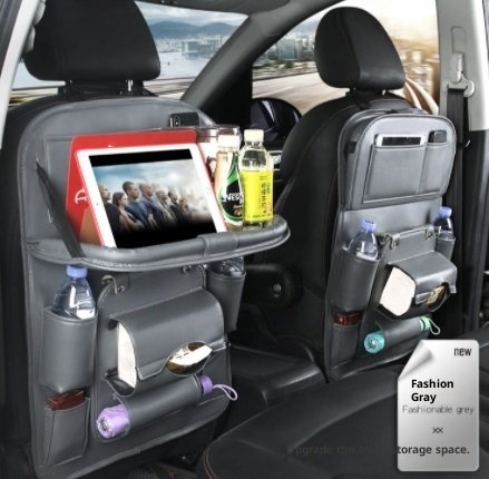 PU Leather Car Storage Bag Multifunction Seat Back Tray Hanging Bag Waterproof Car Organizer Automotive Interior Accessories 2 PU Leather Car Storage Bag Multifunction Seat Back Tray Hanging Bag Waterproof Car Organizer Automotive Interior Accessories - Image 2