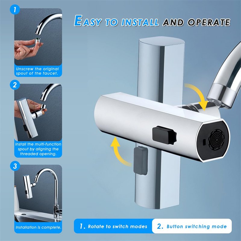 Kitchen Faucet Waterfall Outlet Splash Proof Universal Rotating Bubbler Multifunctional Water Nozzle Extension Kitchen Gadgets 9 Kitchen Faucet Waterfall Outlet Splash Proof Universal Rotating Bubbler Multifunctional Water Nozzle Extension Kitchen Gadgets - Image 9