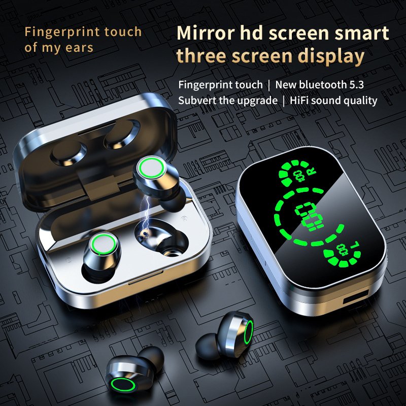 YD03 Wireless Bluetooth-compatible Headset TWS Large Screen Smart Digital Display In Ear Breathing Light 1 YD03 Wireless Bluetooth-compatible Headset TWS Large Screen Smart Digital Display In Ear Breathing Light