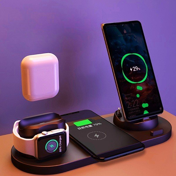 Wireless Charger For IPhone Fast Charger For Phone Fast Charging Pad For Phone Watch 6 In 1 Charging Dock Station 1 Wireless Charger For IPhone Fast Charger For Phone Fast Charging Pad For Phone Watch 6 In 1 Charging Dock Station